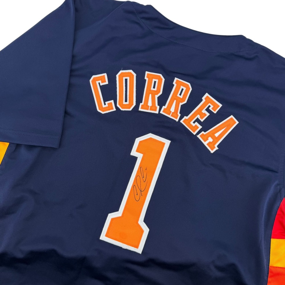 Facsimile Autographed Carlos Correa Houston Astros Blue Custom Jersey Mens XL